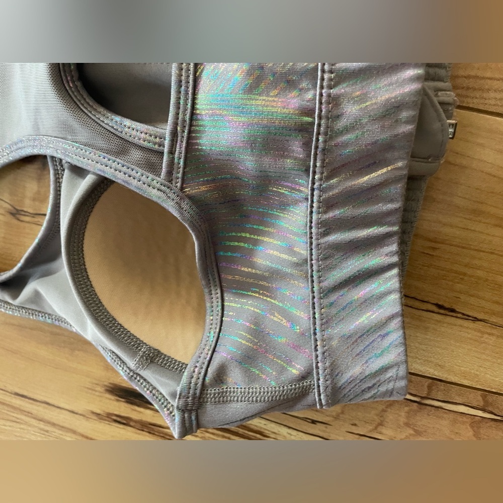Fila rainbow stripe Sports Bra front zip size XS holographic - Picture 8 of 10